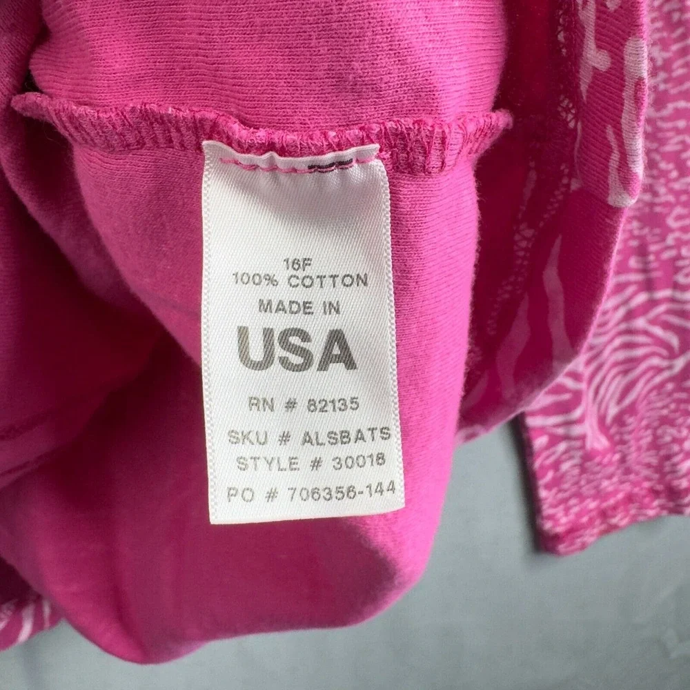 Fresh Prodce Sweater Pink Animal print Knit Size M Women's 100% Cotton Button Up